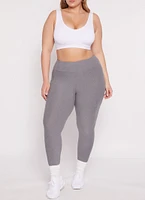 Womens Plus Size High Waisted Basic Leggings, Grey, Size 1X