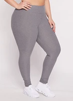 Womens Plus Size High Waisted Basic Leggings, Grey, Size 1X