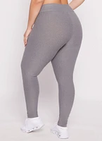 Womens Plus Size High Waisted Basic Leggings, Grey, Size 1X