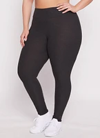 Womens Plus Size High Waisted Basic Leggings, Grey, Size 1X