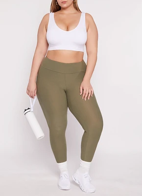 Womens Plus High Waisted Basic Leggings,