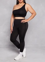 Womens Plus Size Seamless Rhinestone Greek Key Detail Leggings, Black, Size 2X-3X