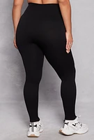 Womens Plus Drawstring Detail High Waist Leggings,