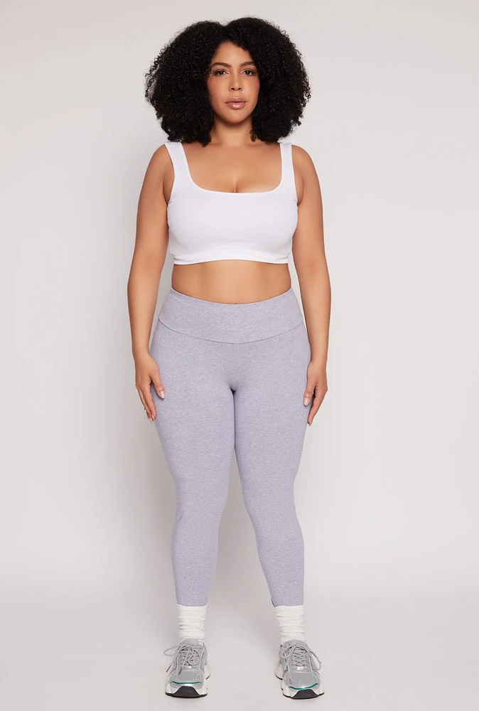 Womens Plus Size High Waist Leggings, Grey, Size 1X