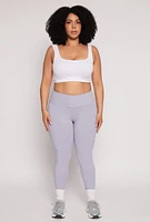 Womens Plus Size High Waist Leggings, Grey, Size 1X