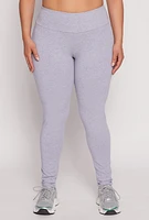 Womens Plus High Waist Leggings, Grey,