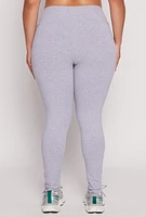 Womens Plus High Waist Leggings, Grey,