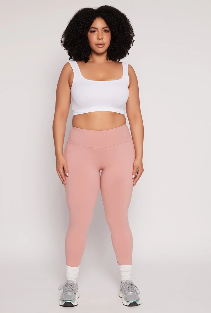 Womens Plus Size High Waist Leggings, Pink, Size 2X