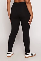 Womens Plus Size Solid High Waist Cell Phone Pocket Leggings, Black, Size 3X