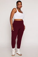 Womens Plus Solid High Waist Cell Phone Pocket Leggings,