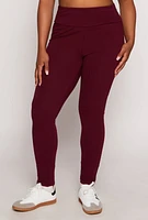 Womens Plus Solid High Waist Cell Phone Pocket Leggings,