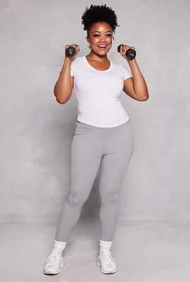 Womens Plus Size Spandex Pintuck Leggings, Grey, Size 2X