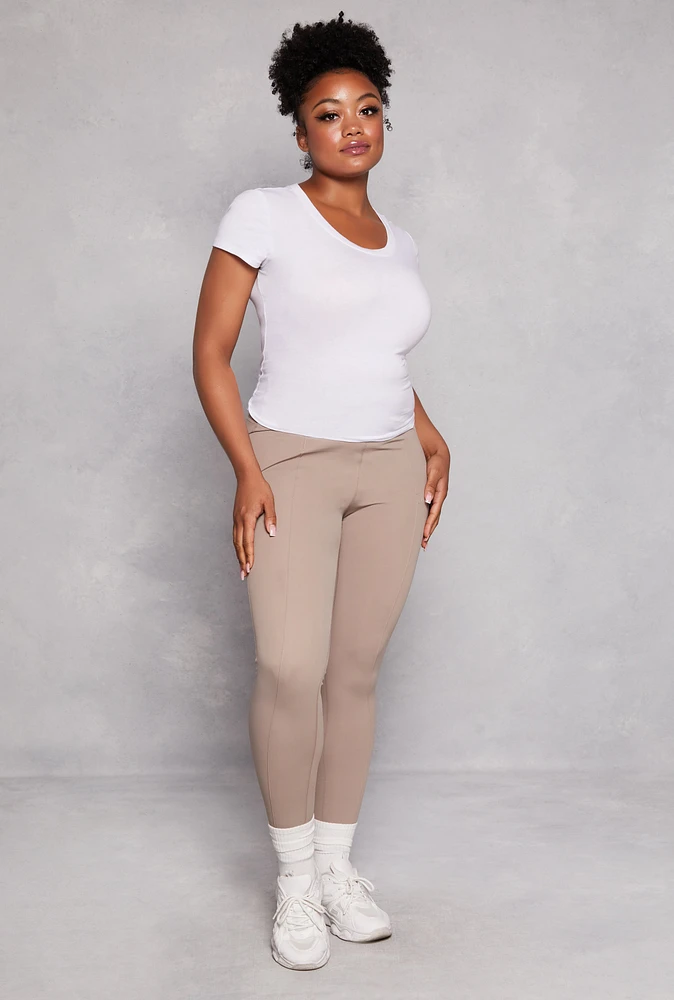 Womens Plus Size Spandex Pintuck Leggings, Khaki, Size 2X