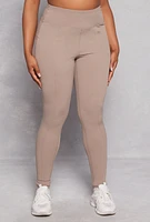 Womens Plus Size Spandex Pintuck Leggings, Khaki, Size 2X