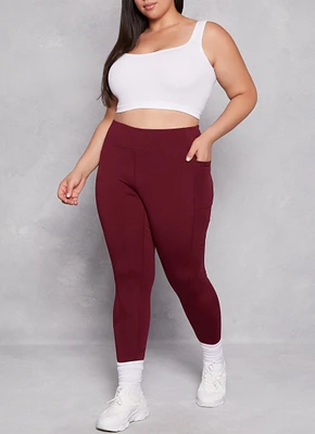 Womens Plus Side Pocket High Waist Leggings,