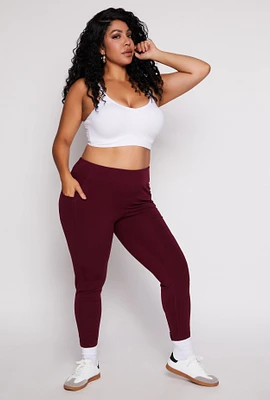 Womens Plus Fleece Lined High Waist Leggings, 2X