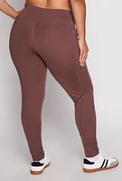 Womens Plus Size Fleece Lined High Waist Leggings, Brown, Size 2X