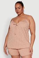 Womens Plus Eyelet Pajama Babydoll Cami and Shorts,