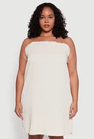 Womens Plus Smocked Strapless Sleeveless Lingerie Pajama Nightgown,