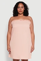 Womens Plus Size Smocked Strapless Sleeveless Lingerie Pajama Nightgown, Pink, Size 2X