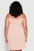 Womens Plus Size Smocked Strapless Sleeveless Lingerie Pajama Nightgown, Pink, Size 2X