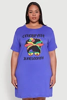 Womens Plus Size Juneteenth Graphic Sleepshirt, Blue