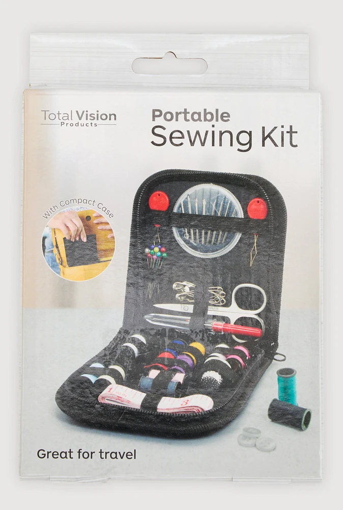 Portable Sewing Kit 62 Piece Set, Black