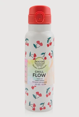 Cherry Heart Print Chill Flow Water Bottle, Multi