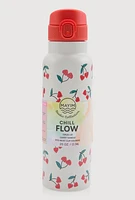 Cherry Heart Print Chill Flow Water Bottle, Multi
