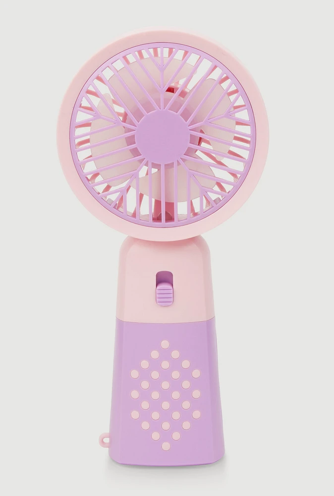Color Blocked Handheld Fan, Multi