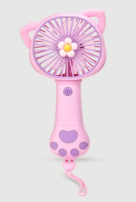 Purrfect Breeze Cat Handheld Fan, Pink