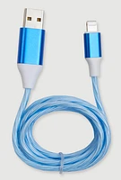 LED Light Up Lightning Charging Cable 3 FT, Blue