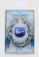 Camo Lightning Charge and Sync Data Cable 6 Ft, Blue