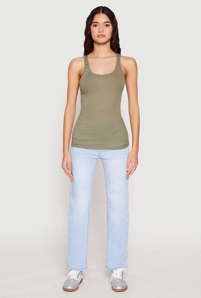 Womens Ribbed Knit Racerback Tank Top,