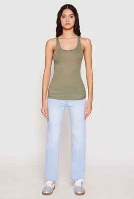 Womens Ribbed Knit Racerback Tank Top,