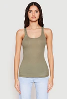 Womens Ribbed Knit Racerback Tank Top,