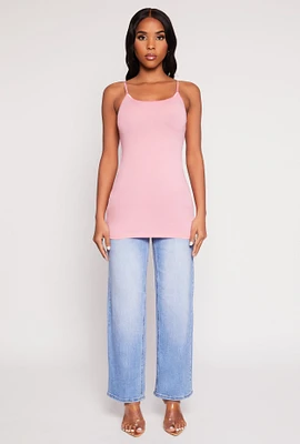 Womens Scoop Neck Basic Cami, Pink, Size M