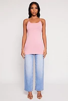 Womens Scoop Neck Basic Cami, Pink, Size M