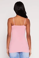 Womens Scoop Neck Basic Cami, Pink, Size M