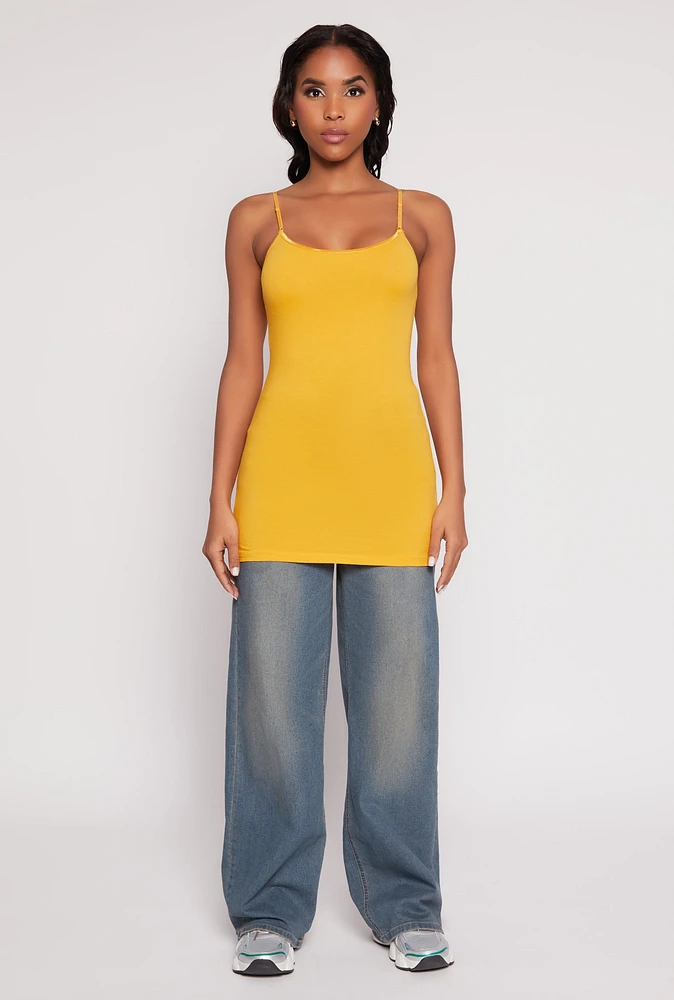 Womens Scoop Neck Basic Cami, Yellow, Size S