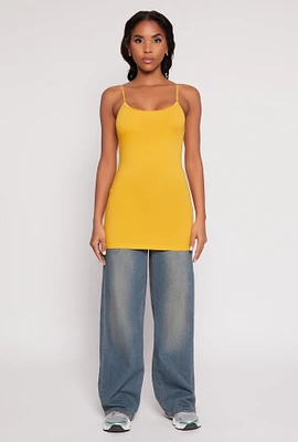 Womens Scoop Neck Basic Cami, Yellow, Size S