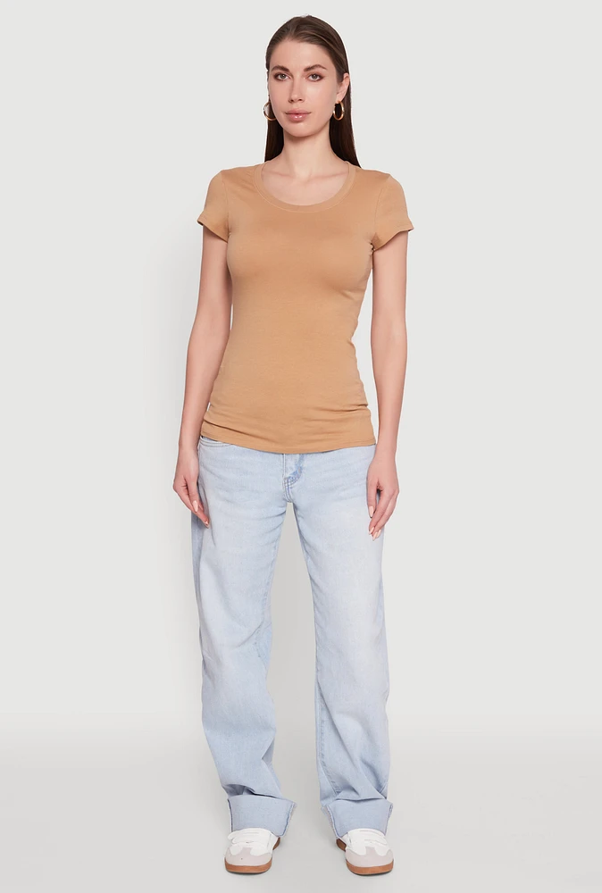 Womens Short Sleeve Scoop Neck Tee,