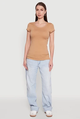 Womens Short Sleeve Scoop Neck Tee,