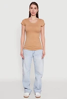 Womens Short Sleeve Scoop Neck Tee,
