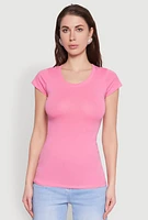Womens Short Sleeve Scoop Neck Tee, Pink,