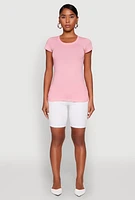 Womens Short Sleeve Scoop Neck Tee, Pink,