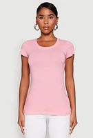 Womens Short Sleeve Scoop Neck Tee, Pink,