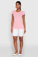 Womens Short Sleeve Scoop Neck Tee, Pink,