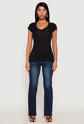 Womens V Neck Basic Short Sleeve Tee,