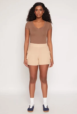 Womens V Neck Basic Short Sleeve Tee,
